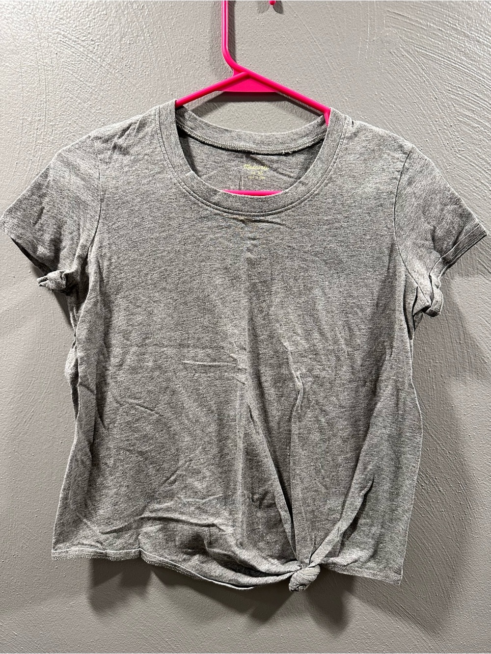 Madewell Gray Short-Sleeve Knot Front Tee